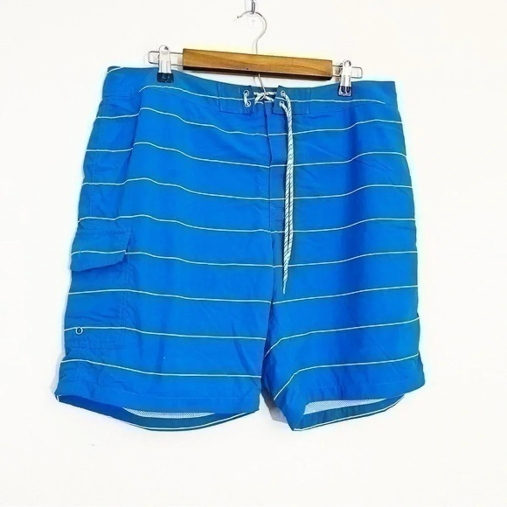 J. Crew High Rise Striped Swim Trunk Men Size 36 Color blue/white